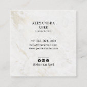 大理石シンプル製モダン写真ソーシャルメディア スクエア名刺 (裏面)