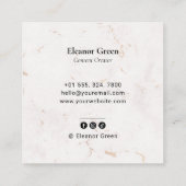 大理石シンプル製モダン写真ソーシャルメディア スクエア名刺 (裏面)