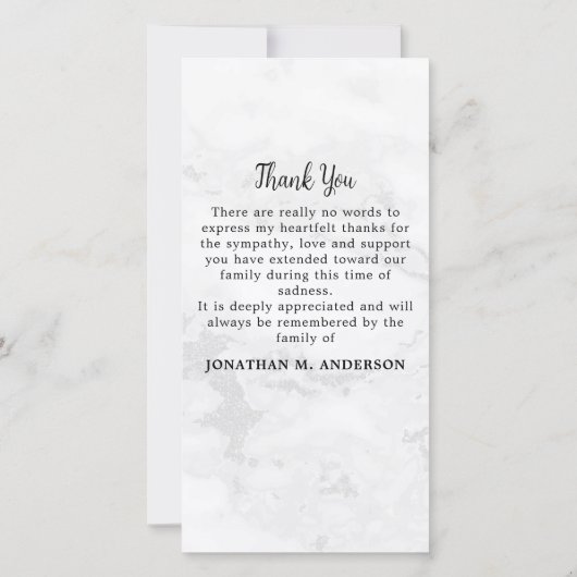 大理石シンプル記念写真葬儀悔やみや弔慰 サンキューカード (裏面)