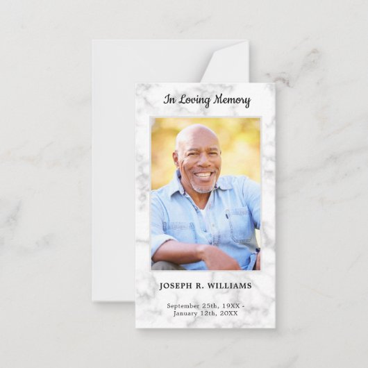 大理石シンプル記念写真葬式 ノートカード (正面)