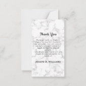 大理石シンプル記念写真葬式 ノートカード (裏面)