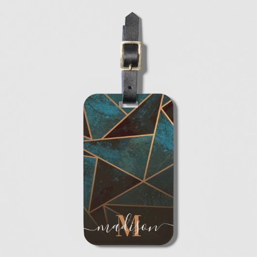 大理石ジオメトリ抽象芸術 ラゲッジタグ (正面縦)
