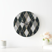 大理石ジオメトリ：金ゴールドライン贅沢 ラージ壁時計 (ホーム)