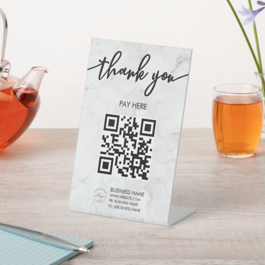 大理石スキャンミーQRコードロゴペデスタルサイン 台座サイン (インサイチュ)