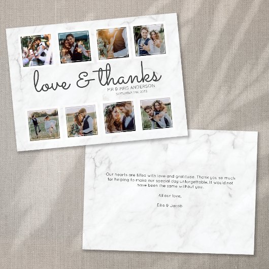 大理石スクリプトフォトコラージュ愛感謝してい& サンキューカード