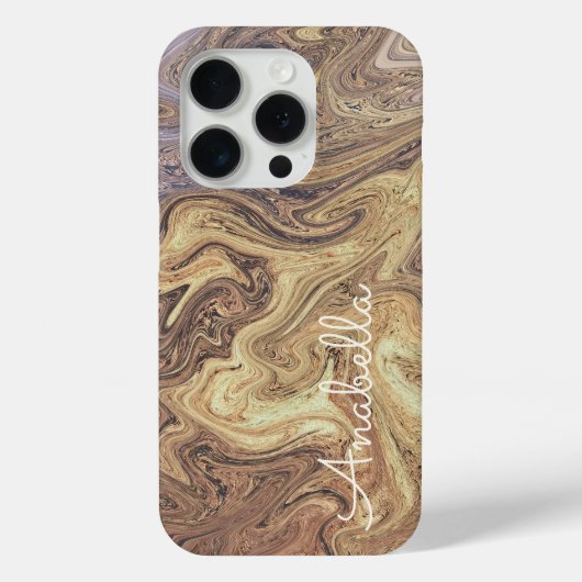 大理石スクリプトbohoレトロさびた金ゴールド銅オークル Case-Mate iPhoneケース (裏面)