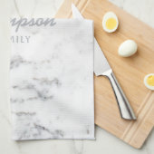 大理石スタイリッシュのテクスチカスタムャとファミリ名 キッチンタオル (四つ折り)