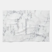 大理石スタイリッシュのテクスチカスタムャとファミリ名 キッチンタオル (横)