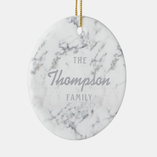 大理石スタイリッシュのテクスチカスタムャとファミリ名 セラミックオーナメント (右)
