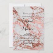 大理石スタイリッシュバラ金ゴールド結婚コレクション 招待状 (正面)