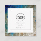 大理石スタイリッシュ抽象芸術モダンターコイズ スクエア名刺 (裏面)