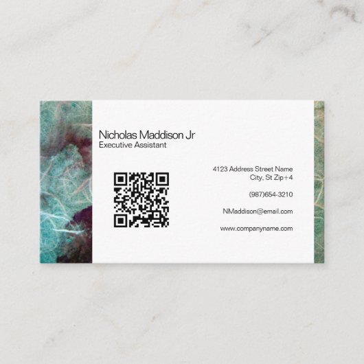 大理石スタイリッシュ抽象芸術モダンティール（緑がかった色） 名刺 (正面)