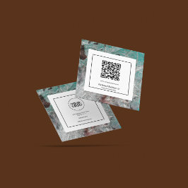 大理石スタイリッシュ抽象芸術モダンミント スクエア名刺