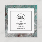 大理石スタイリッシュ抽象芸術モダンミント スクエア名刺 (裏面)
