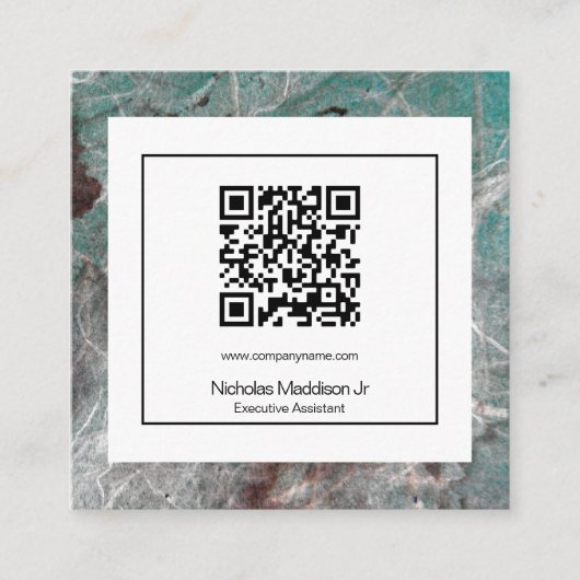 大理石スタイリッシュ抽象芸術モダンミント スクエア名刺 (正面)