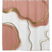 大理石スタイリッシュ赤面ピンク金ゴールド瑪瑙 シャワーカーテン (正面)