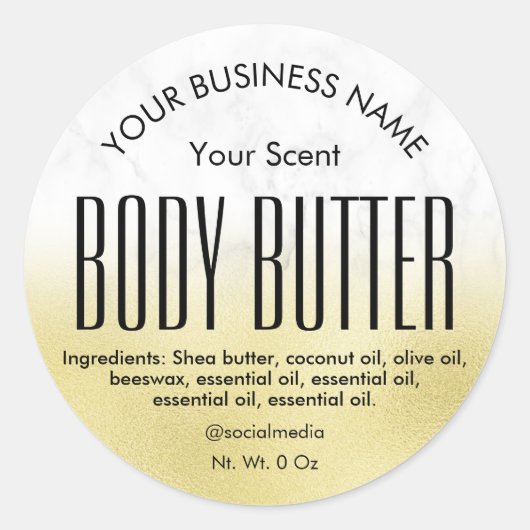 大理石スタイリッシュ金箔体バターラベル ラウンドシール (正面)