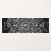 大理石スタイリッシュ黒白フローラ曼荼羅  ヨガマット (裏面(横))