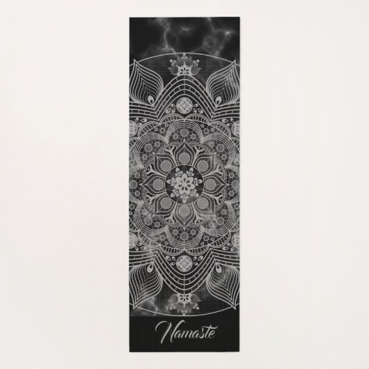 大理石スタイリッシュ黒白フローラ曼荼羅  ヨガマット (裏面)