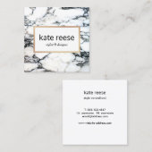 大理石スタイリッシュ黒白大理石 スクエア名刺 (正面/裏面)