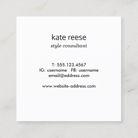 大理石スタイリッシュ黒白大理石 スクエア名刺 (裏面)