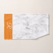 大理石スタイルオレンジモノグラムイニシャルバスルーム バスタオルセット (ハンドタオル)