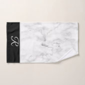 大理石スタイル白黒モノグラムイニシャルバスルーム バスタオルセット (ハンドタオル)