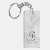 大理石スパーソナライズされたクリプトのモノグラムと名前 キーホルダー (正面左)