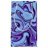 大理石スワーズパープルブラックとブルーフェイクグリッター スモールペーパーバッグ (正面)