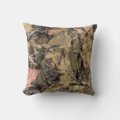 大理石スワール抽象芸術金ゴールドバラピンクブラックモダン クッション (正面)