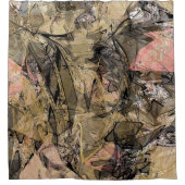 大理石スワール抽象芸術金ゴールドバラピンクブラックモダン シャワーカーテン (正面)