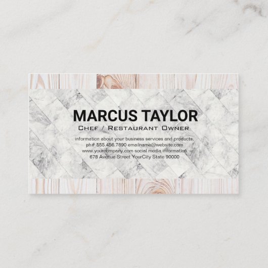 大理石タイル |木材 | Silverwareアイコン 名刺 (裏面)