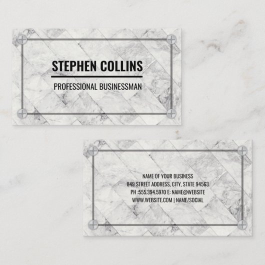 大理石タイル |金属製ねじ 名刺 (正面/裏面)