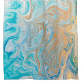 大理石ターコイズ金ゴールド銀、美エレガントしい、馬 シャワーカーテン (正面)