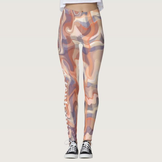 「大理石タータンチェックかわいい台本の名前boho terracotta レギンス (正面)