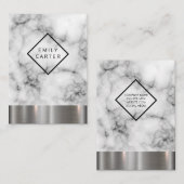 大理石ダイヤ縁どモンドシルバー金属トリム 名刺 (正面/裏面)