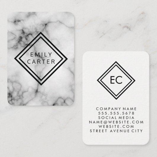 大理石ダイヤ縁どン 名刺 (正面/裏面)