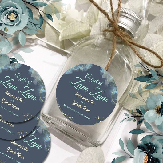 大理石ダスティブルーイ結婚スラームのギフトのザムザム ラウンドシール