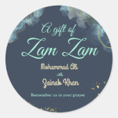 大理石ダスティブルーイ結婚スラームのギフトのザムザム ラウンドシール (正面)