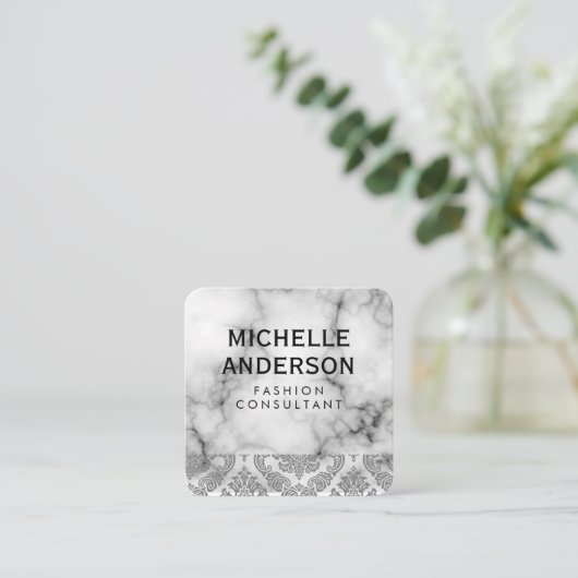 大理石ダマスクパターン スクエア名刺 (スタンド正面)