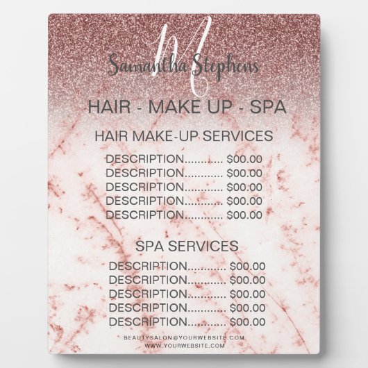 大理石ダークピンクグリッターヘアスパサロン価格メニュー フォトプラーク (正面)