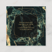 大理石ティール(緑がかった色)グリーンフェイク+金ゴールド宝石ファセット スクエア名刺 (裏面)