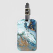 大理石ティール（緑がかった色）ターコイズインディゴブルーアゲートモノグラム ラゲッジタグ (正面縦)