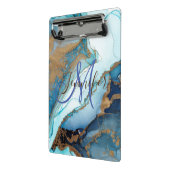 大理石ティール(緑がかった色)ターコイズブルーアガートモノグラム ミニクリップボード (アングル2)