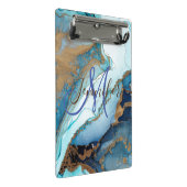 大理石ティール(緑がかった色)ターコイズブルーアガートモノグラム ミニクリップボード (アングル)