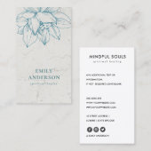 大理石ティール（緑がかった色）ブルーロータスシンプル霊気スピリチュアルヒール 名刺 (正面/裏面)