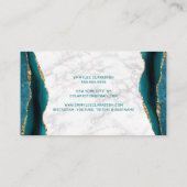 大理石ティール（緑がかった色）金ゴールド瑪瑙名刺 名刺 (裏面)