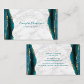 大理石ティール（緑がかった色）金ゴールド瑪瑙名刺 名刺 (正面/裏面)