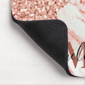 大理石テクスチャおよびバラグリッター マウスパッド (コーナー)