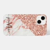 大理石テクスチャおよびバラグリッター iPhoneケース (裏面横)